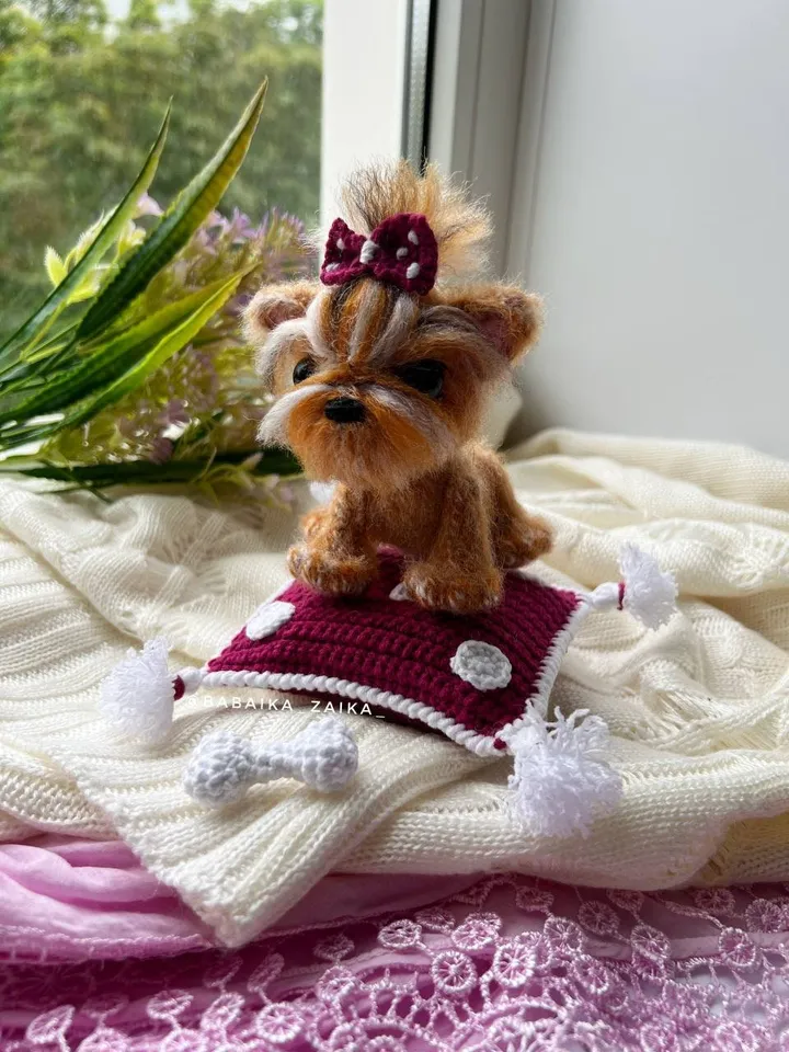PDF Cute Mini Yorkshire Terrier Dog Crochet pattern, Crochet Animal Pattern, Crochet Yorkie Puppy, Amigurumi baby toy, Crochet Cute Dog