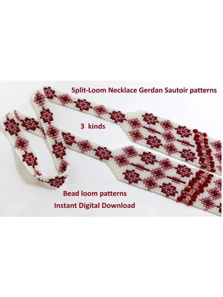 Bead loom patterns, Gerdan-Split-Loom Necklace, Beaded Sautoirs, Beading Loom only Pattern, Instant Download, PDF