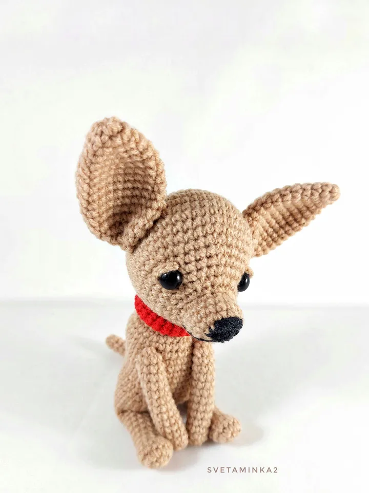 Chihuahua Crochet Pattern Amigurumi Dog (with small heart crochet pattern). Digital Download. PDF.