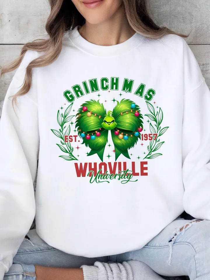 Whoville University Est 1957 PNG | Funny Grincmas Sublimation for Print PNG | New Year Trendy, Grinchmas university clipart