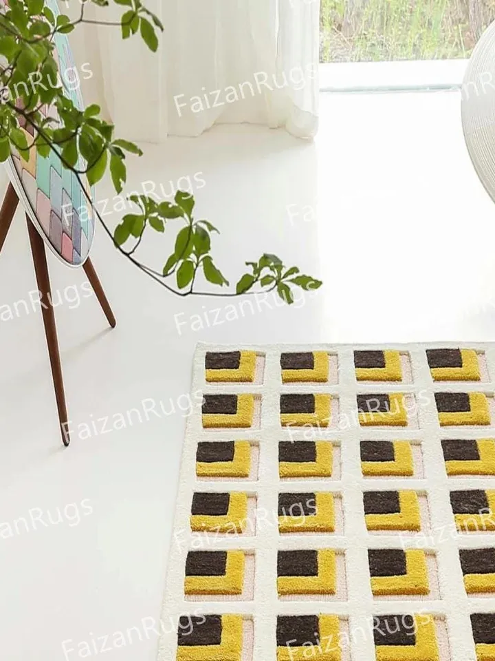 Buy 9x12 Yellow Hand Tufted Rug 100% Wool For Living Room, Bed Room, Kids Room In Any Size 10x14,10x12,9x12,8x10,6x9,5x8,4x6
