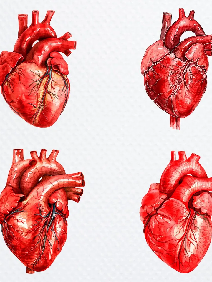 13 Human Heart PNG Bundle, Heart Anatomy, Printable Watercolor clipart for sublimation, Digital download, Paper craft, junk journals