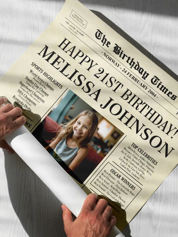 21st Birthday Newspaper Poster for Him or Her – Born in 2004 Sign, Back in 2004 Printable Gift, 21st Birthday Decorations