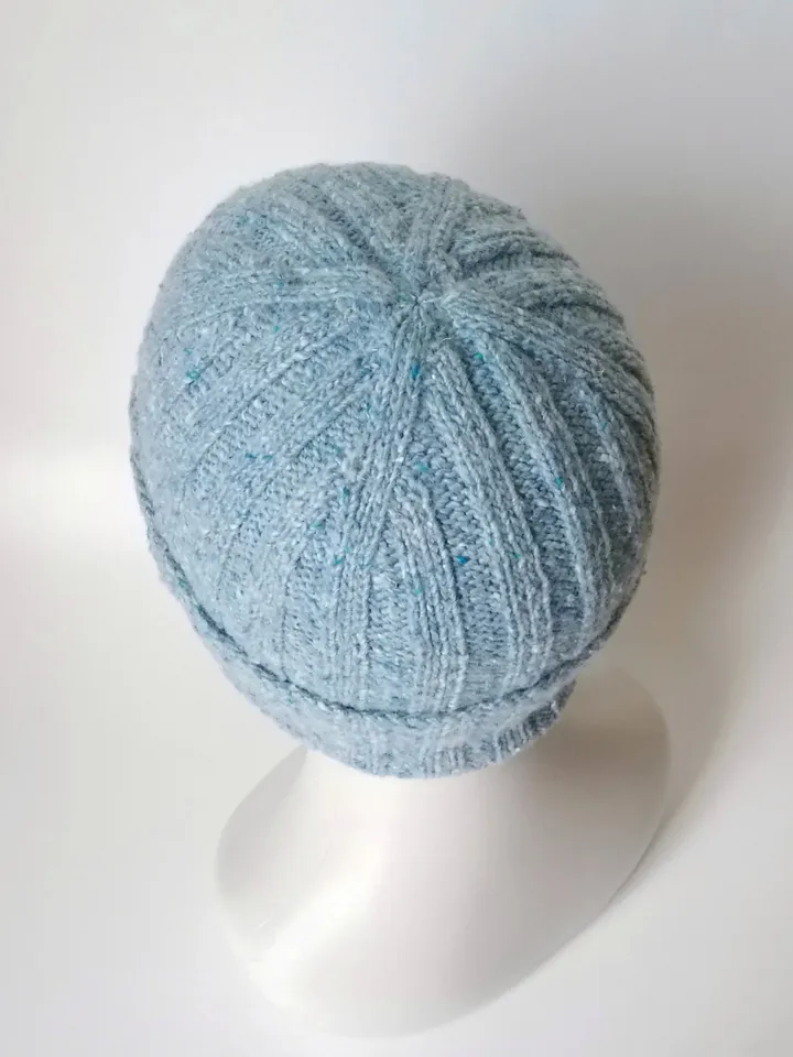 Handcrafted Merino Wool Light Blue Men's Beanies: Ribbed Knit, Seamless Comfort, Thoughtful Design, Exceptional Quality. FREE SHIPPING!