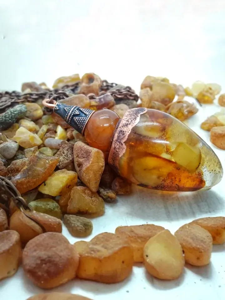 Amber pendulum necklace Divination dowsing tool Amber jewelry
