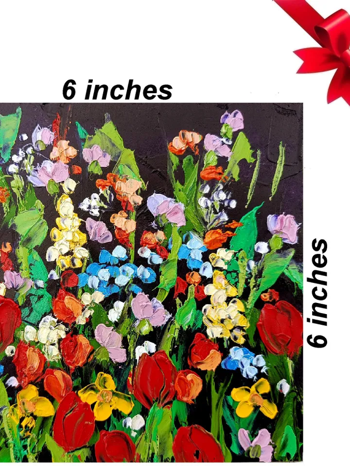 Colorado Meadow Flowers Impasto Original Painting Textured Floral Original Oil Art Botanical Wall Decor Gifts for Her by ArtProkopaloSv