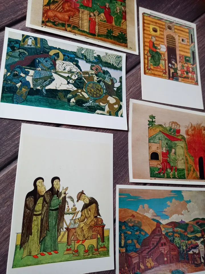 Postcards of the USSR ancient Russian book miniature