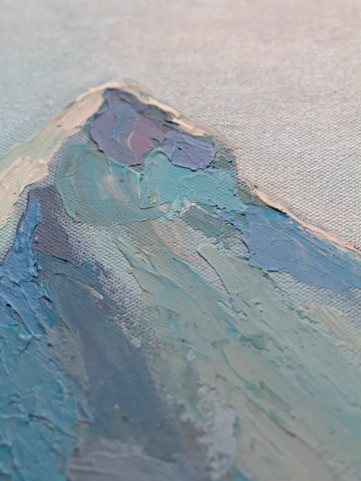 Snowy Mountains wall art | Modern Abstract Himalayas Painting | 3D Gold Effect Acrylic Art on Canvas 70x50 cm | Handmade Artwork