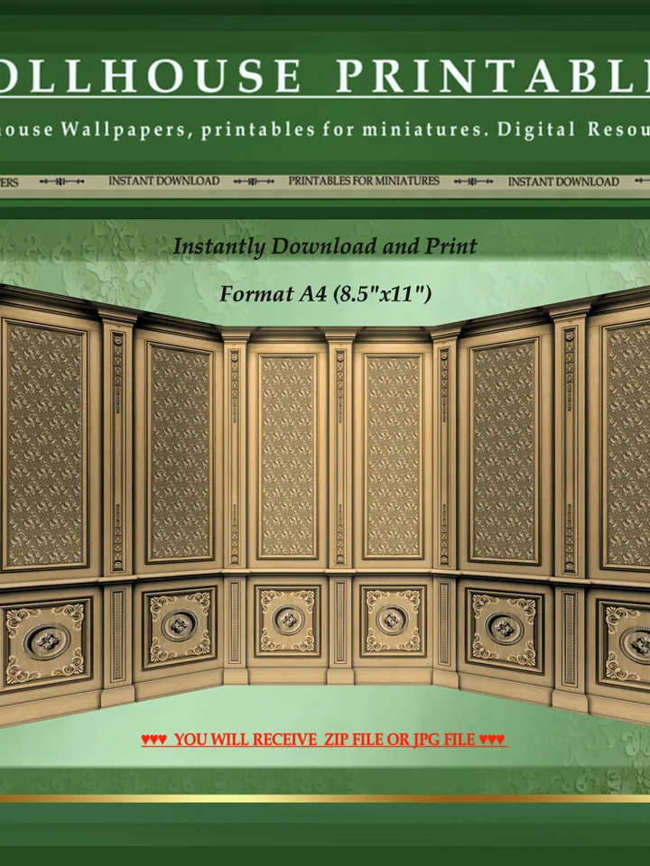 Wallpapers- Set 7-v5 | Printables for Dollhouses and Unique Miniature Projects | Digital Downloads | in Scale 1/12th