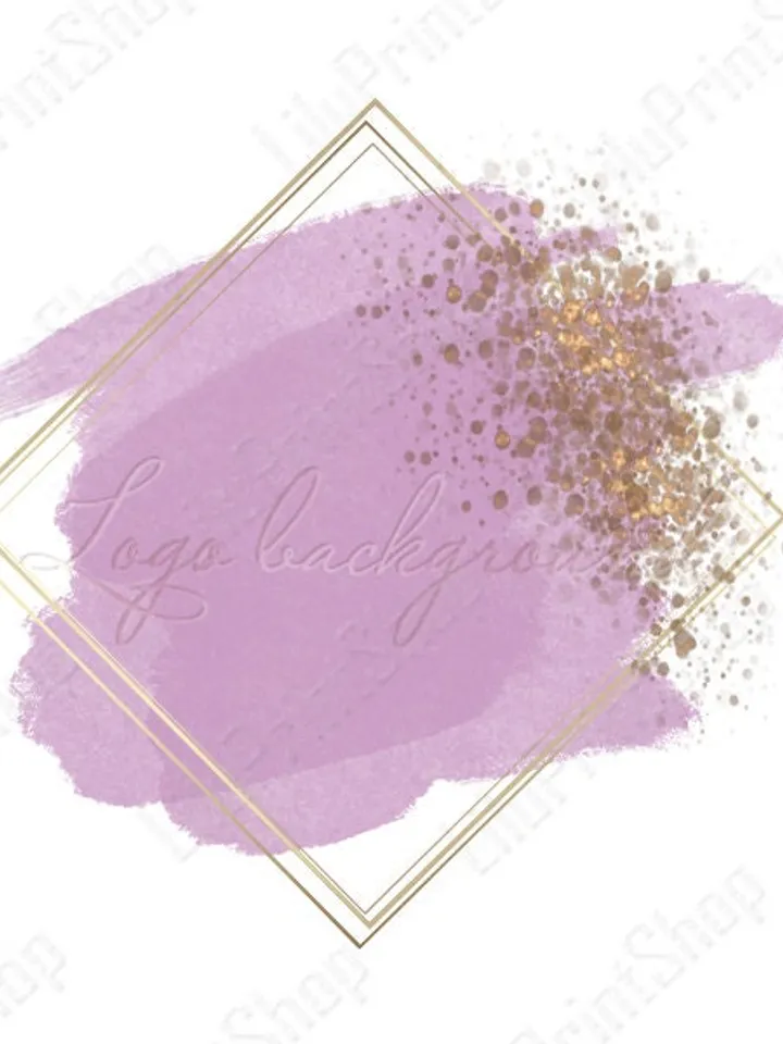 Watercolor Logo Png Pink & gold logo design Background Pink brush stroke clipart overlay Business Digital logo instant download