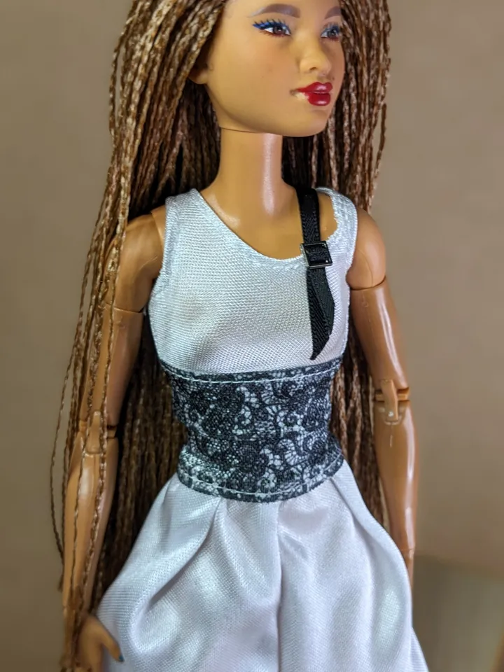 Handmade white & black floral print sports set for 1/6 scale fashion female dolls