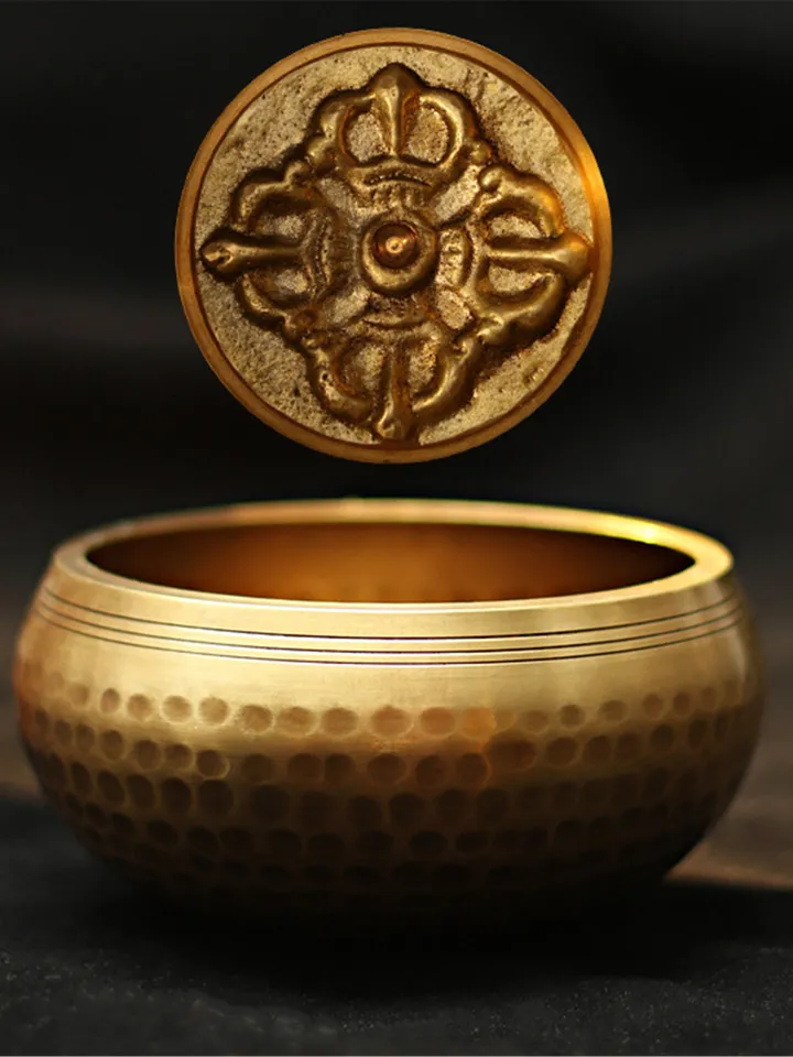 Gandhanra 3.2&quot; Customized Engrave Tibetan Singing Bowl with Cross Vajra Symbol,Personalized  Gift for Sound Healing,Meditation,Relaxation