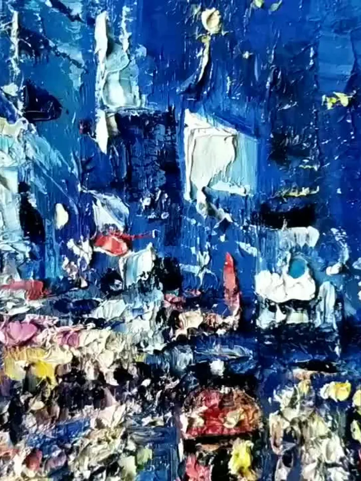 New York Painting Rainy NYC Original Art Night Street City Artwork