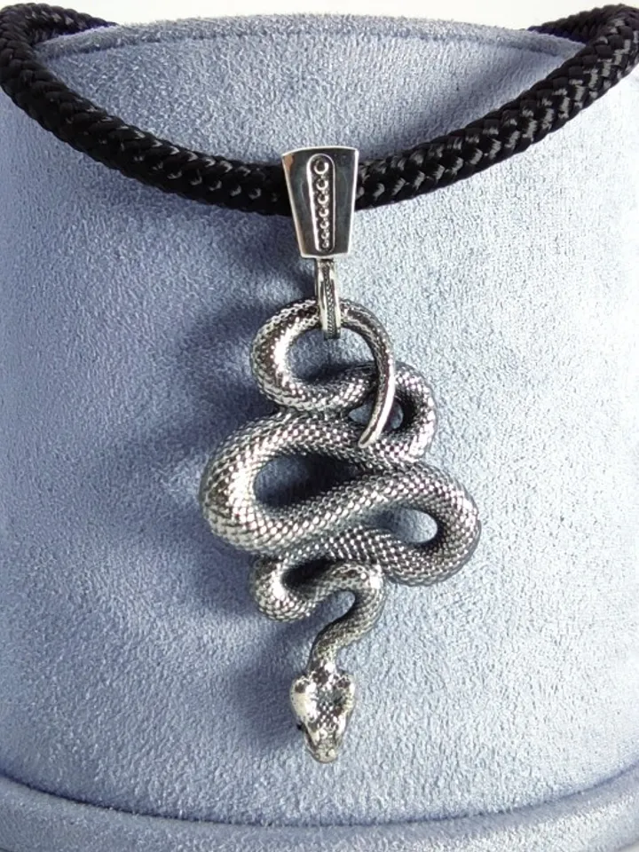 Symbol of the year - snake pendant + cord made of genuine leather or paracord
