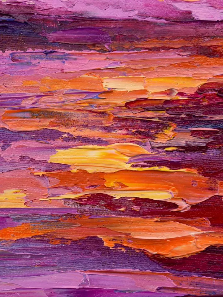 Seascape wall art original oil painting Hawaiian coast artwork Colorful sunset art Beach painting