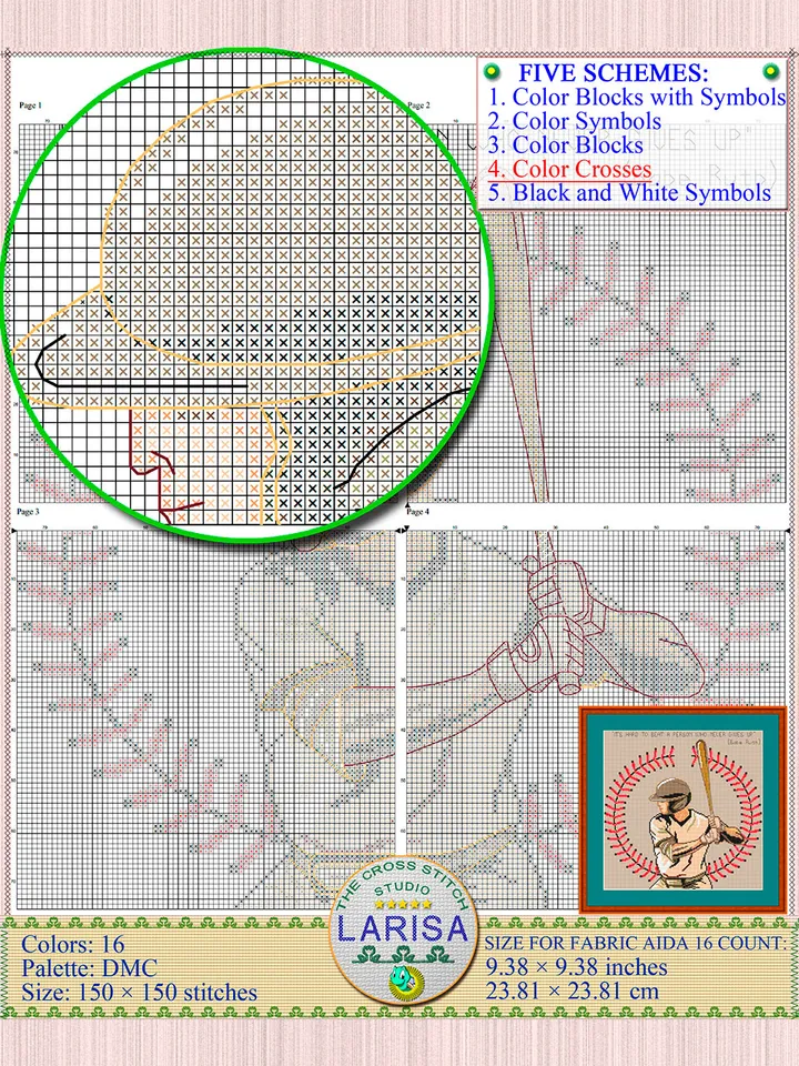 Baseball Cross Stitch Pattern | Baseball Player