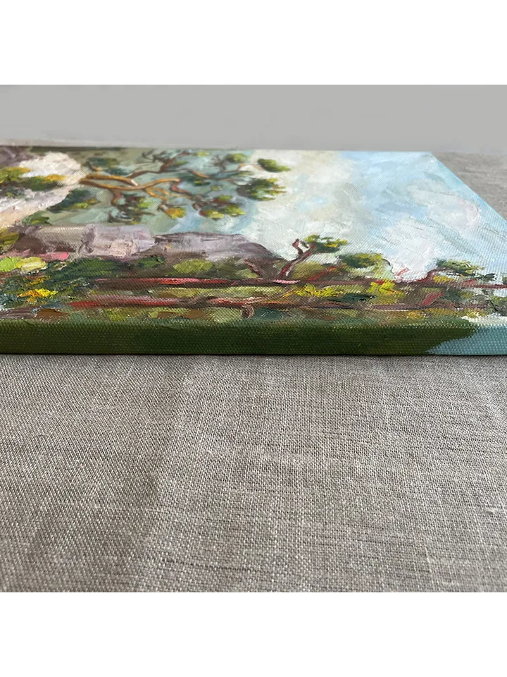 Original Oil Painting on Canvas, Landscape Wall Art Pine Tree, Mountain Fine Art