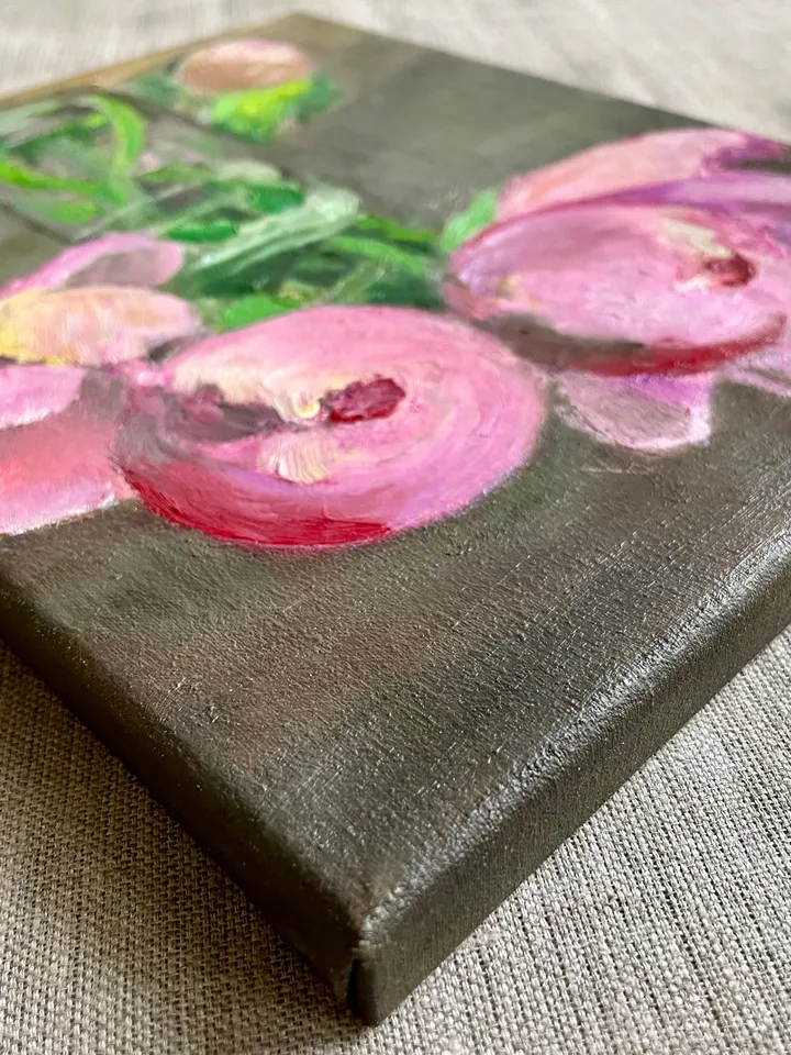 Original oil painting on Canvas Peony Flower Painting Pink Floral Wall Art