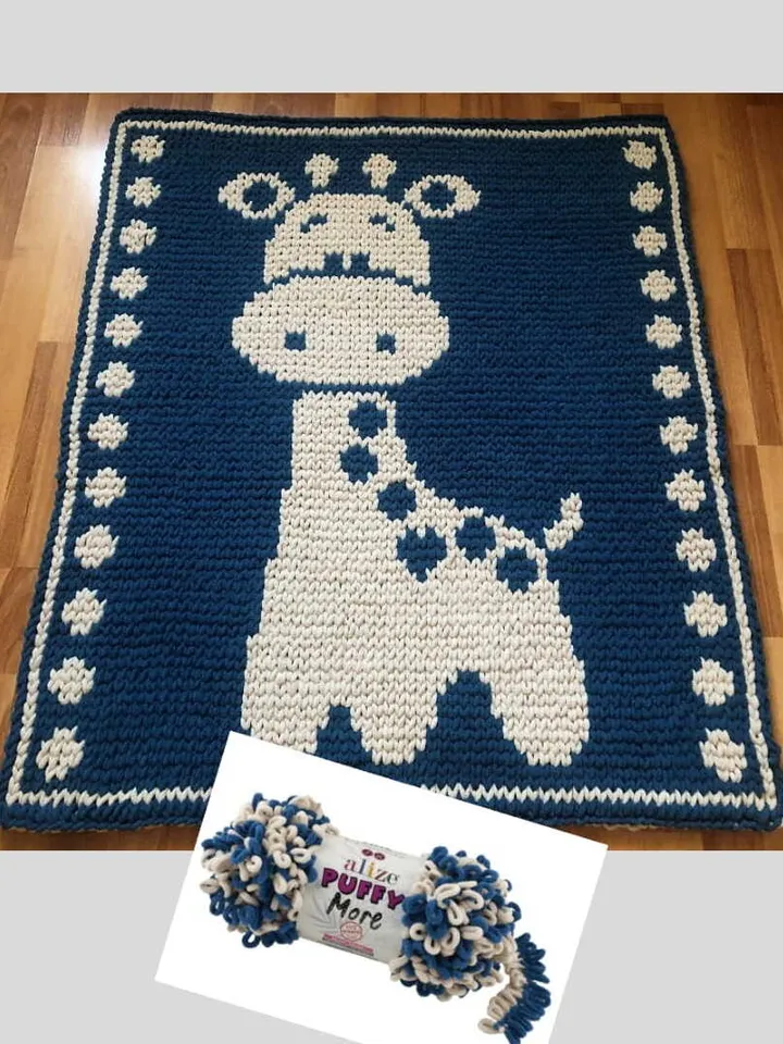 Loop Yarn Giraffe Blanket Pattern PDF Download