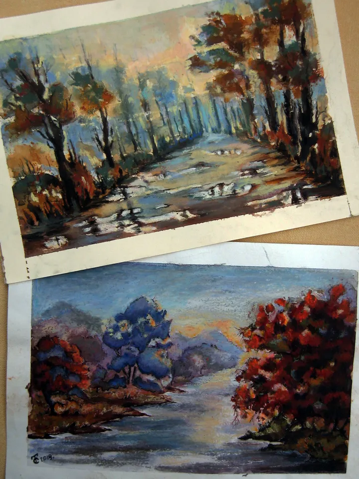Watercolor paintings Autumn melody set of 2 pieces. 21x30 cm (8.3 х 11,7 inches)
