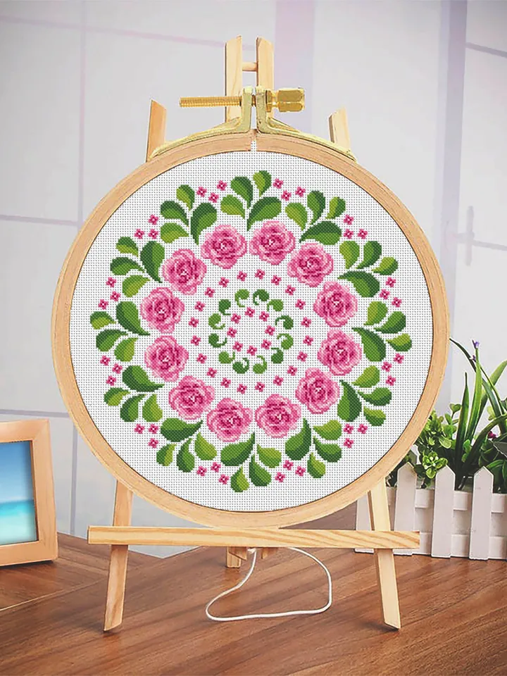 Flower mandala set cross stitch pattern download PDF Mandala pattern digital PDF, Floral cross stitch chart Mandala ornament Home decor #S38