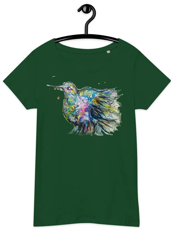 Hummingbirds Bird Women’s basic organic t-shirt made with my original watercolour painting