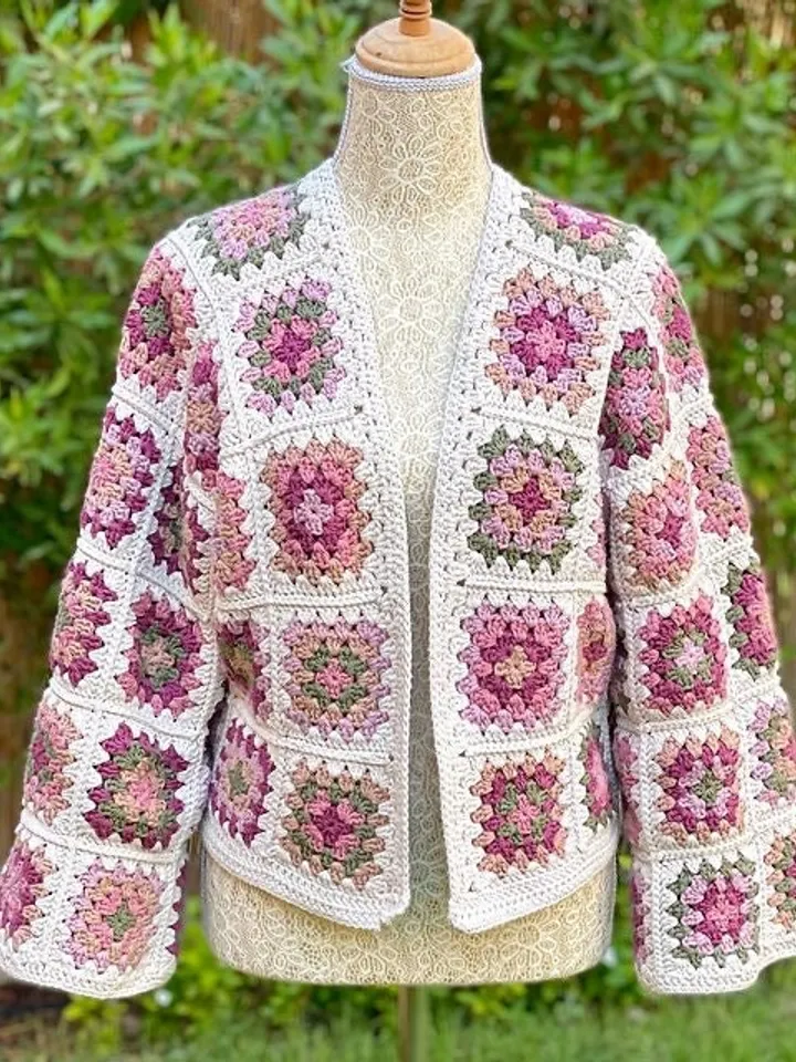 Crochet pattern cardigan , granny squares cardigan crochet pattern , easy cardigan pdf size XS - 4 XL