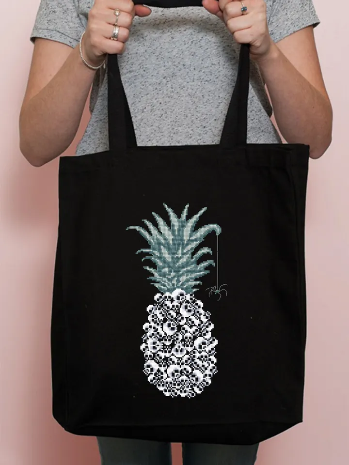 Pineapple skull cross stitch pattern download PDF Gothic cross stitch chart, Halloween skulls embroidery PDF Gothic halloween Skull art #H56