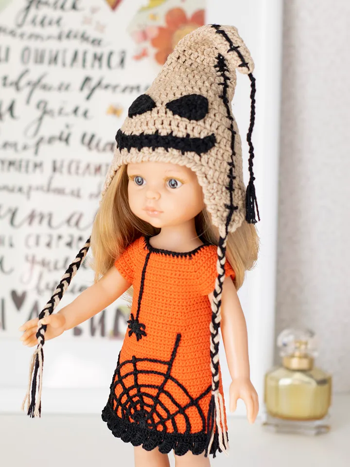 Oogie boogie crochet hat for Paola Reina doll, Meadowdolls Dumplings, Little Darling, Siblies for Halloween or Christmas