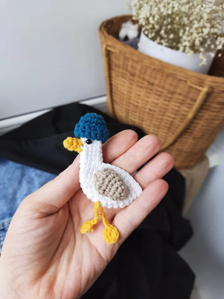 Gift set seagulls - stuffed toy and brooch. Plushe seagull toy. original miniature brooch seagull