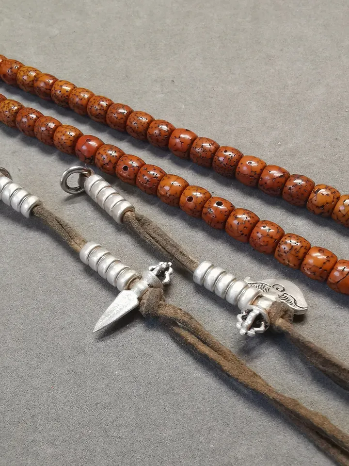 Gandhanra 5mm Silver Tibetan Buddhist Prayer Bead Counters for 6-15mm Mala,with Kila Kartika Pendant