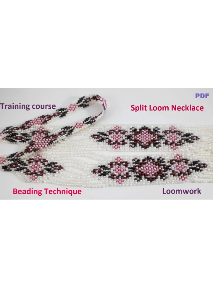 TUTORIAL Gerdan Split Loom Necklace Beaded Sautoirs Loomwork How to make weave gerdan Beading Technique Weaving PDF Instant Download