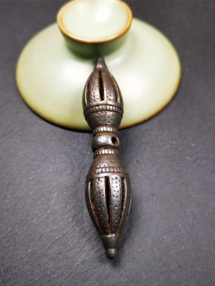 Gandhanra Vintage Nine-pronged Vajra Dorje,Tibetan Buddhism (Vajrayana) Ritual Implement,Made of Cold Iron,30 Years Old