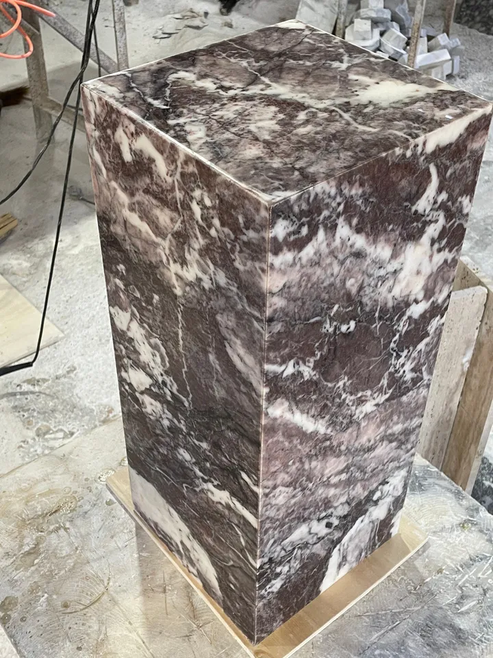 Dark Calacatta Viola Marble Plinth real marble, handmade, freeshipping, fast shipping, end table, cube table, side table