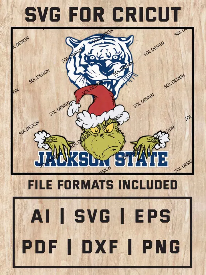 Grinch Jackson State Tigers SVG, NCAA SVG Design, NCAA JSU Tigers SVG, NCAA Tigers Cricut, Christmas Svg, Grinch svg, Digital Download