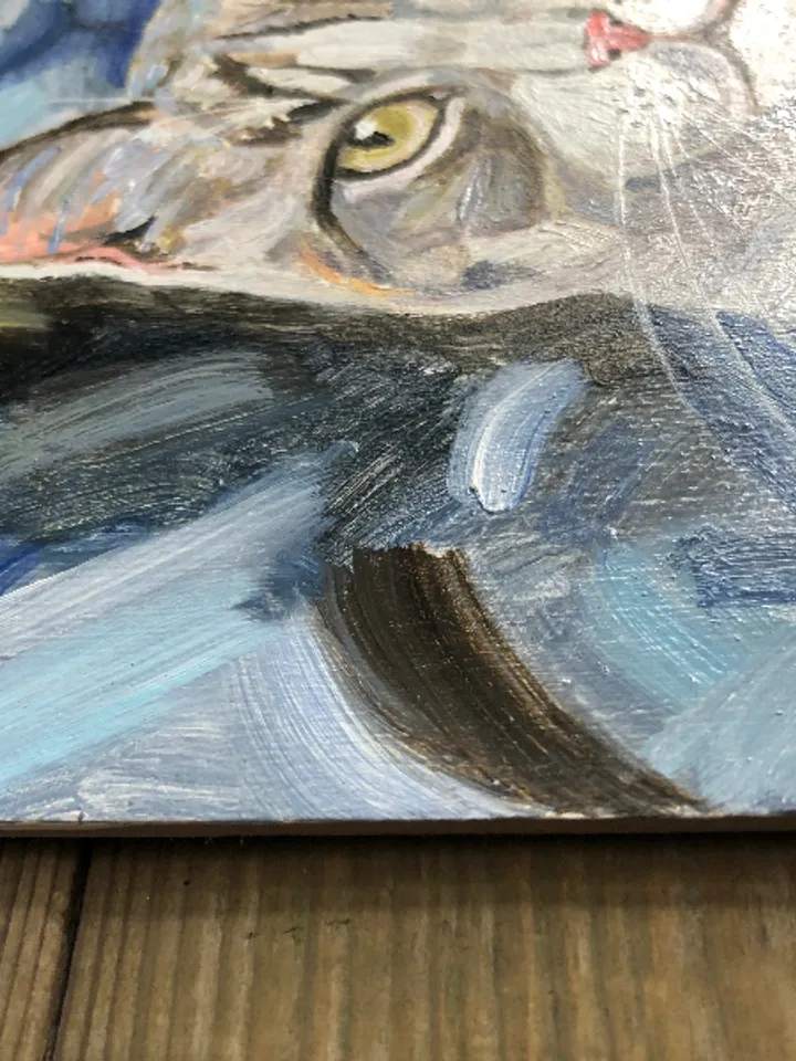 Cat portrait original oil painting hand painted modern impasto painting wall art 6x9 inches