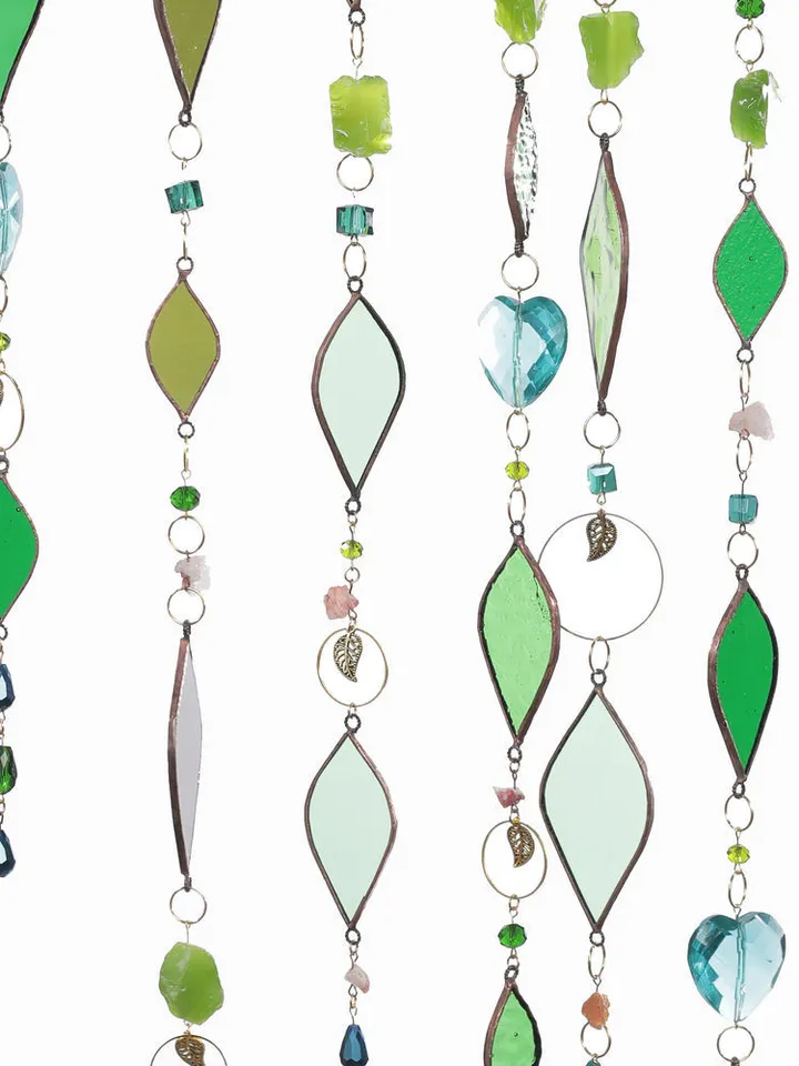 Garlands. Fish. Leaves, Fish Garland, Leaf Garland, Stained Glass Fish and Leaves, Artistic Glass Garland, Decorative Glass Garland with Fish and Leaves, Whimsical Fish Garland