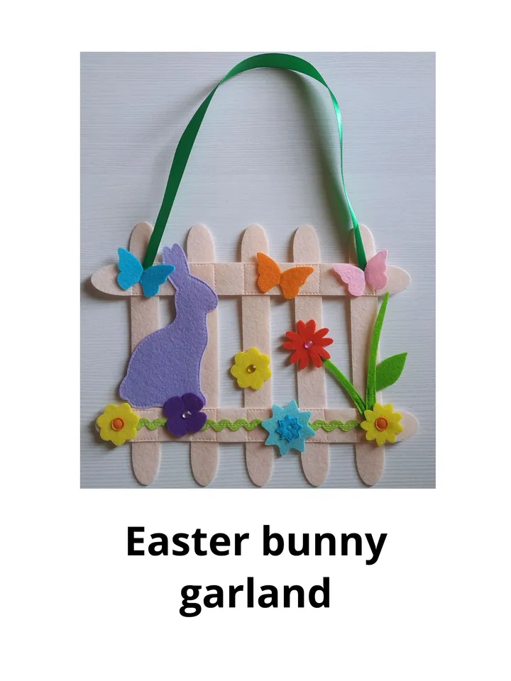 Easter bunny garland, felt garland décor, felt Easter bunting, felt Easter décor, Easter bunny banner, felt flower garland, felt nursery garland, baby nursery décor, Easter baby gift, Easter decorations, Easter bunny décor, spring garland décor, felt bunn