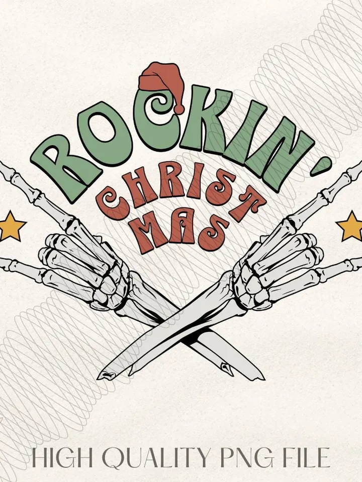 Rockin' Around Png, Cute Christmas Tree Png, Funny Christmas Trees Png,Merry and Bright Png, Merry Christmas, Rock Lover Png,Holiday Season