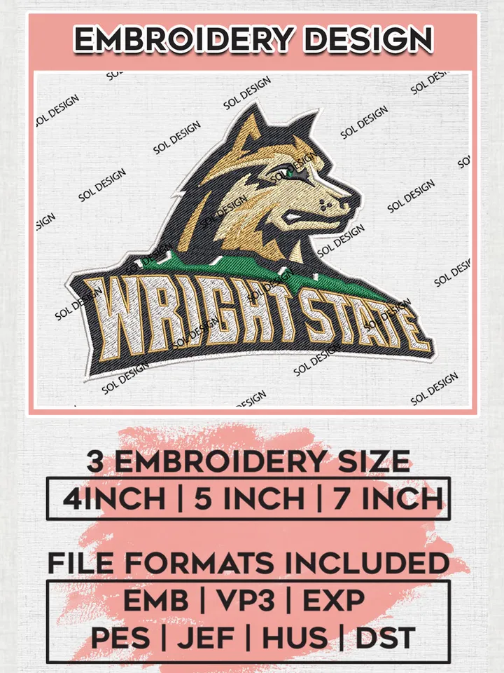 Wright State Raiders Logo Machine Embroidery Design, NCAA Wright State Raiders Embroidery Design Design files, NCAA Embroidery Designs, NCAA Machine Embroidery Designs, Digital Download