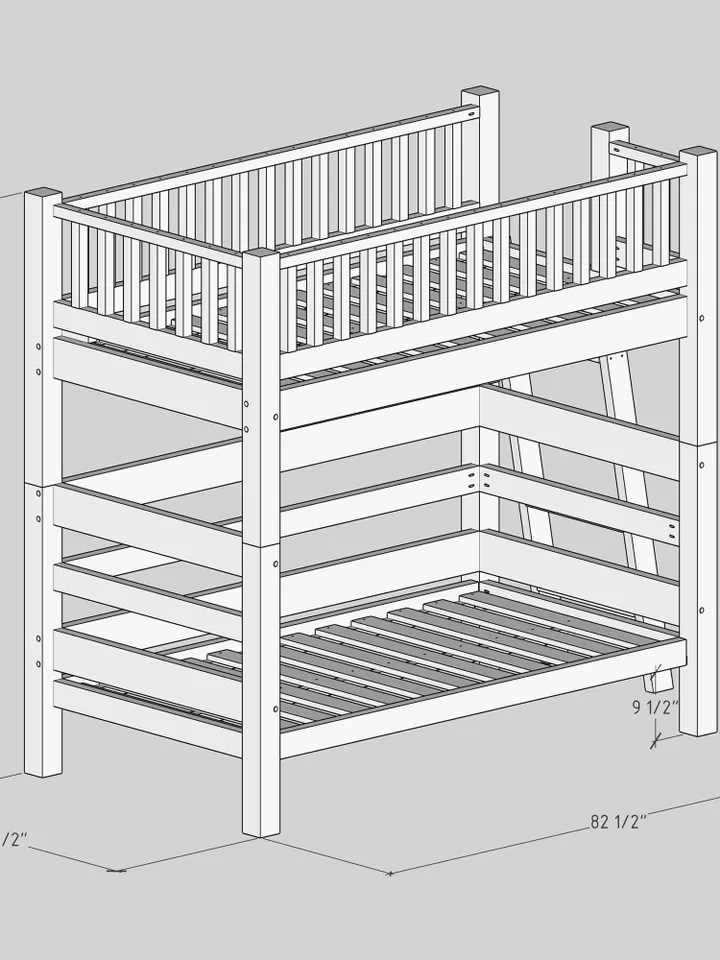 DIY Loft Bed Plans, Twin Over Twin Bunk Bed Plans (PDF Guide)