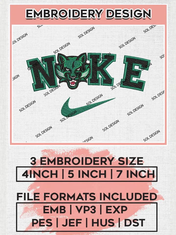Nike Binghamton Bearcats Machine Embroidery Design, NCAA Binghamton Bearcats Embroidery Design files, NCAA Logo Embroidery Designs, NCAA Machine Embroidery Designs, Digital Download