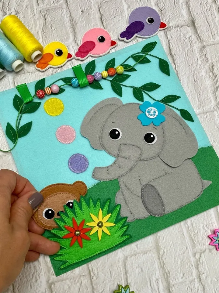 Animals Quiet book pattern pdf, Africa Felt activity book pattern, DYI Quiet book sewing for kids 2, 3, 4 year old, Baby soft book tutorial
