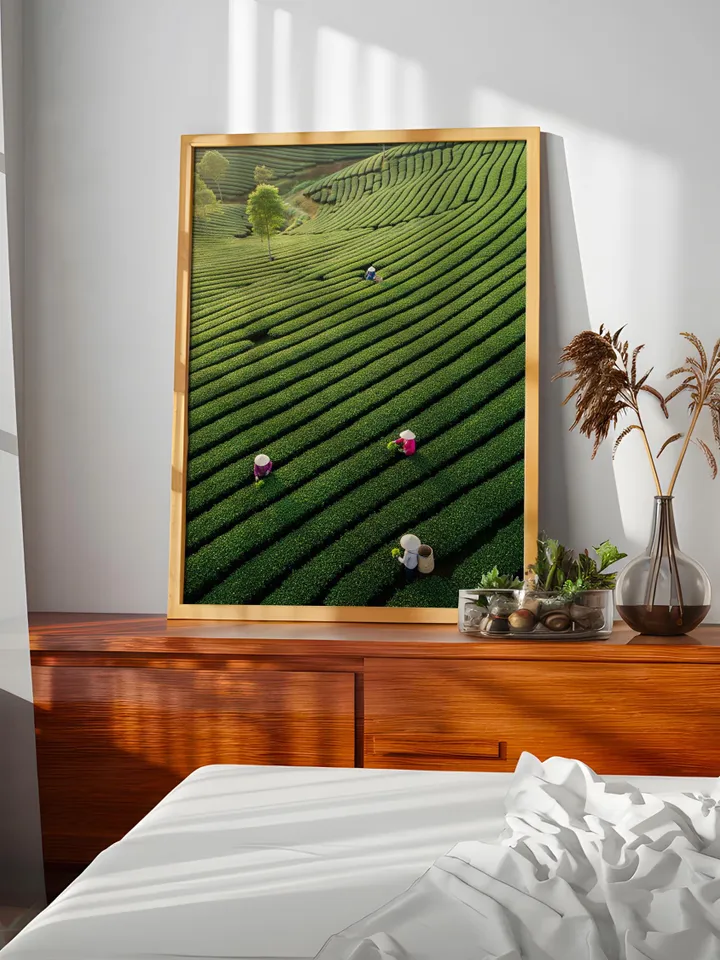 Vietnam Landscape Print | Asian Nature Wall Decor | Minimalist Green Poster | Asian Landscape Print | Vietnam Tea Garden Poster | Digital