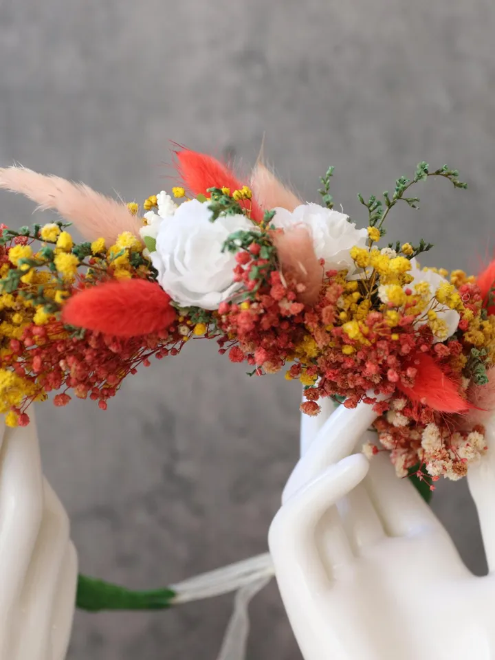 orange crown,children natural flower crown white flower , crown colorful flower crown child and adult crown