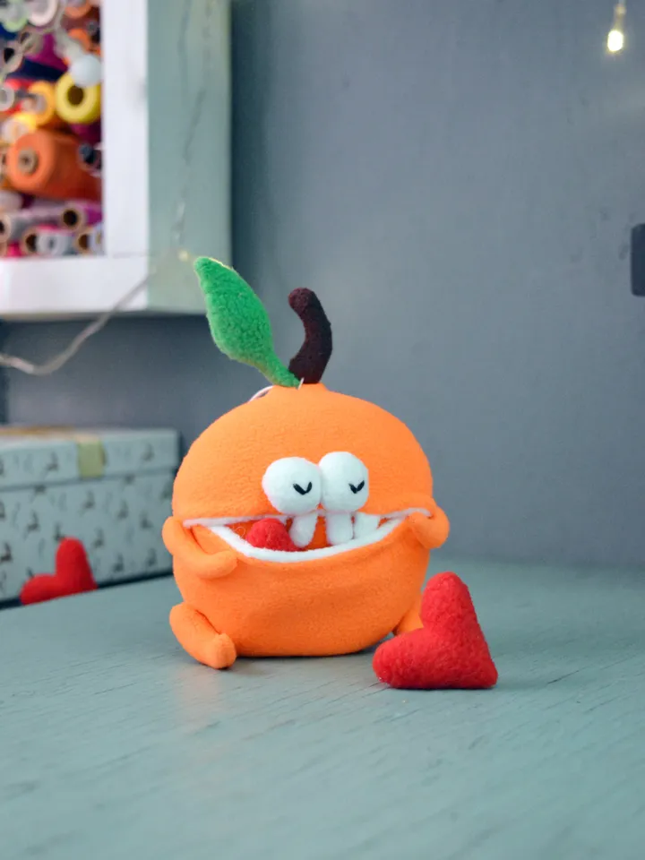 PDF Plush Toy Pattern – Fleece Orange Softie with Pocket Mouth