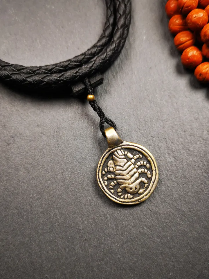 Gandhanra Handmade Tibetan Amulet,Scorpion Guru of Padmasambhava, Buddhist Scorpion Pendant, Made of Brass,0.87"