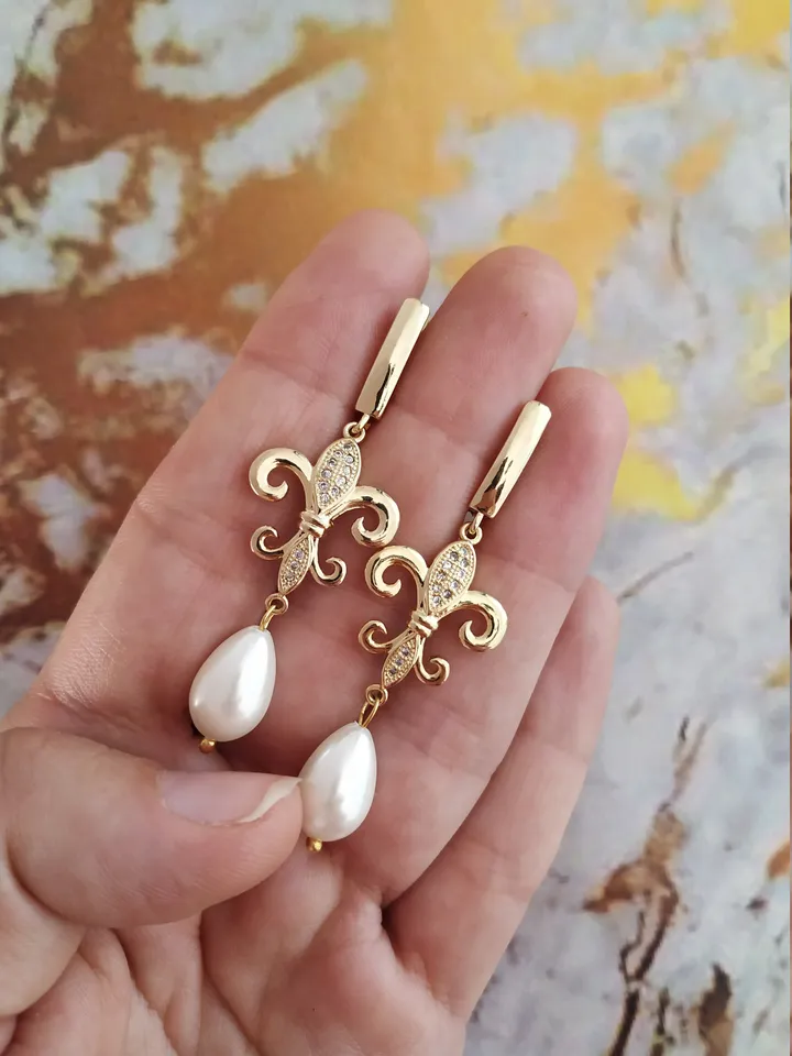 Swarovski Crystal Pearl Wedding Earrings Vintage style Bridal Earrings Gatsby Bridal Jewellery Art Deco Earrings Swarovski Bridal Earrings