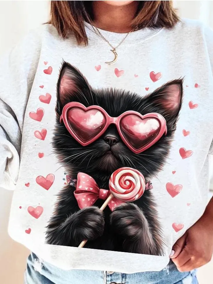 Valentine Cute Cat Png, Funny Cat With Sunglasses, Blowing Bubble PNG, Trendy Valentine Png, Cat Lover Png, Heart Love Cat Valentine Png