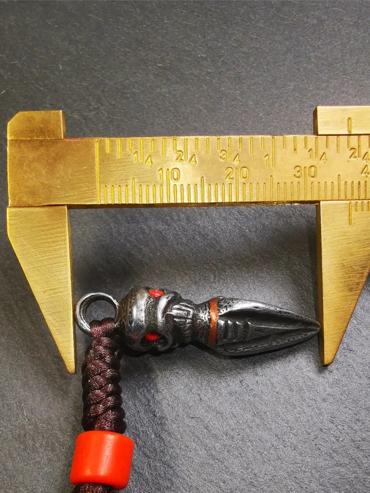 Gandhanra Handmade Skull Phurba Amulet,Kila - Dorje Phurba,Tibetan Budhist Ritual Implement Pendant,Made of Cold Iron,1.4"
